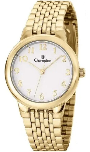 Relógio Feminino Champion Dourado Todos Os Números Clássico
