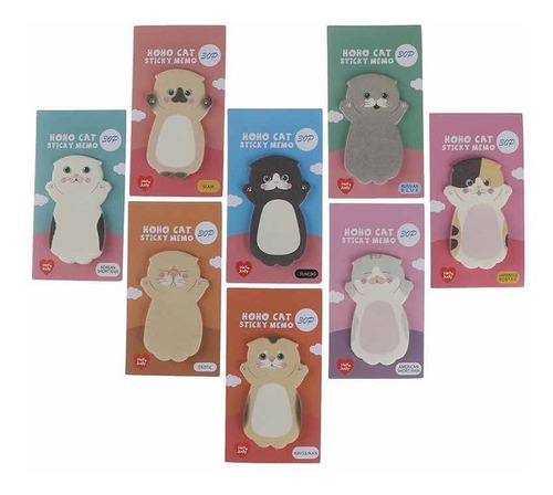 Notas Adhesivas Gato Kawaii Lote De 4 Pzas