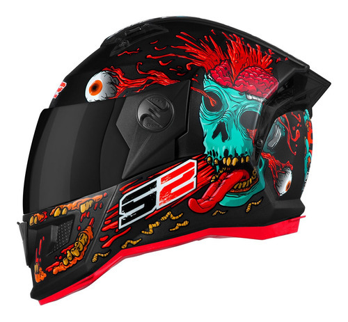 Capacete Fechado Masculino Stealth Zombie Fosco Vis. Fumê Cor Preto Tamanho do capacete 58