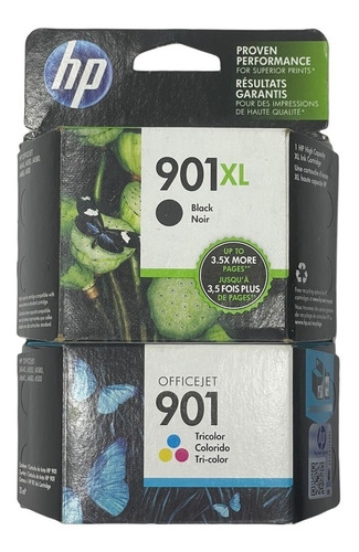 Cartuchos Hp 901xl Negro Y 901 Color Originales + Resma