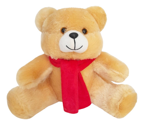 Urso De Pelúcia Com Cachecol Antialérgico 25cm-doce De Leite