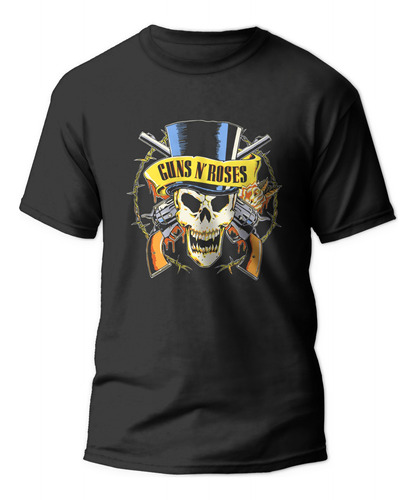 Polera Guns And Roses Calavera Color Rock Bandas