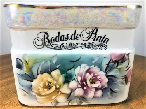 Imagem 8 de 8 de Vaso Porcelana Pintado Bodas De Prata 25 Anos De Casamento