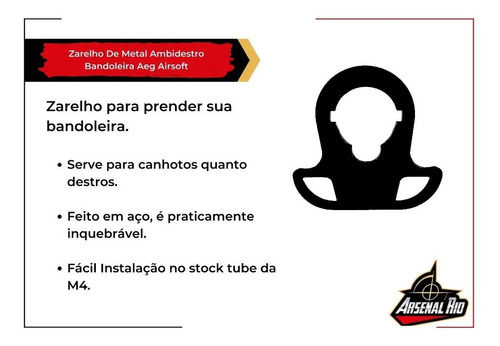 Imagem 4 de 7 de Zarelho De Metal Ambidestro Bandoleira Aeg Airsoft M4 M16
