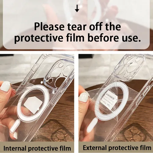 For Magesafe Magnetic Transparent Wireless Charge Case For iPhone 11 12 13 14 15 16 Pro Max Plus Mini X 7 8 Shockproof