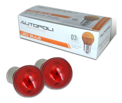 Lâmpada Led Vermelha 2 Polos 3w 12v Autopoli Trava Reta Par