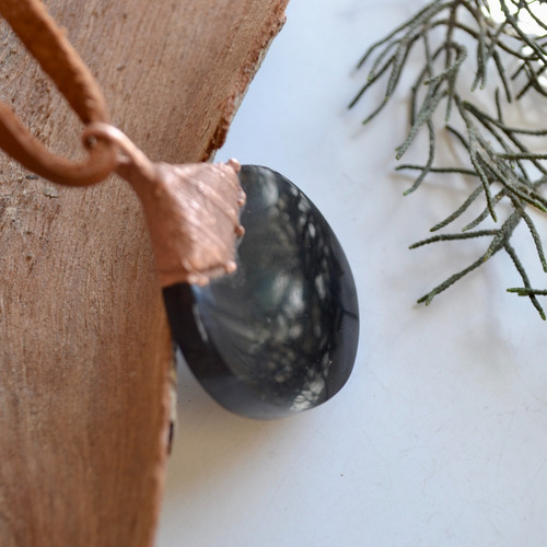 Espejo De Obsidiana Negra, Cuero, Piedras Energeticas Cod1