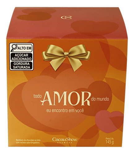 Caixa De Bombons Cubo Ao Leite Amor Cacau Show 145g