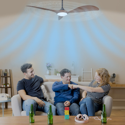 Ventilador Techo Minimalista 6 Velocidades Luz Ajustable 1.422 M 30-35w Acrílica Walnut 3