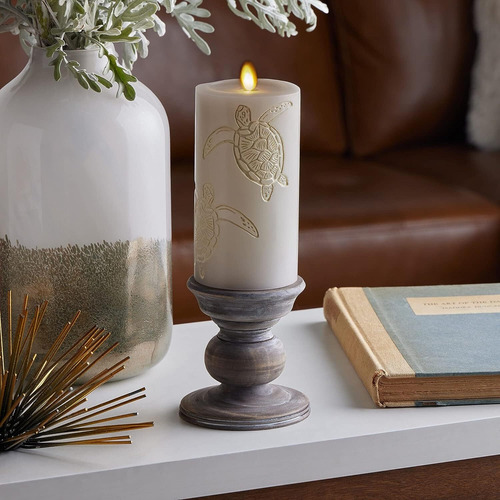 Luminara - Vela Led Sin Llama Gris Con Pilar De Llama Móvil