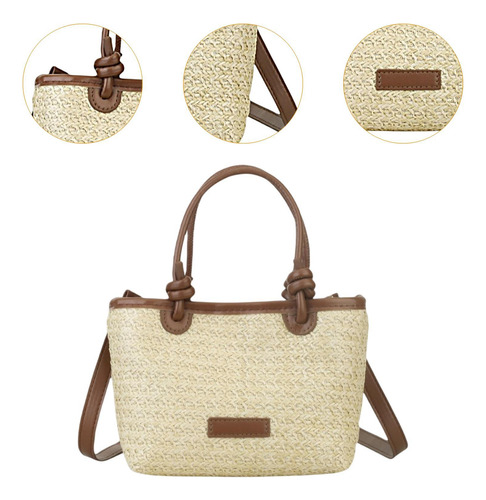 Bolso De Playa De Paja, Regalo Para Damas, Bolso Caqui