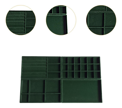 Bandejas De Joyería De 4 Piezas Velvet Verde Para