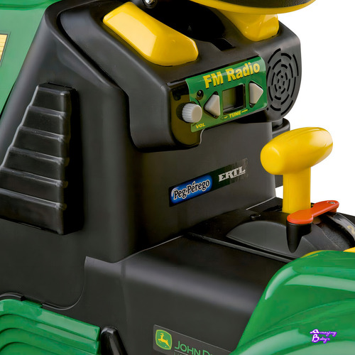 Carrito de tractor eléctrico para niños John Deere con remolque, color verde
