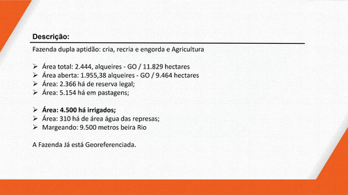 Imagem 2 de 30 de Fazenda 2444 Alqueires, Boa De Água Com Represas E Rio, Fábrica De Ração, 29 Pivôs, Área De Pastagem, Colônia, Casa Sede 600m2, Galpões,pista De Pouso - Fa00102 - 70229637