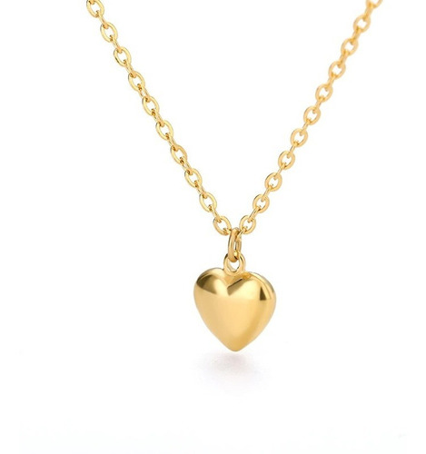 Collar Pequeño Corazón Mujer Hermosa Bañado En Oro De 18k