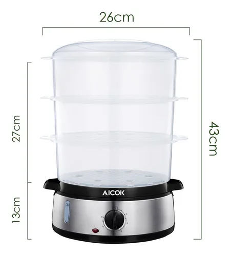 Vaporera Eléctrica Aicok 3 Niveles - Ve4401 Color Gris Frecuencia 110v