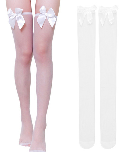 Calcetines Sexy De Encaje Con Lazo Para Mujer, Calcetines La