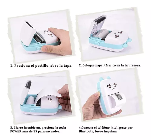 Impresora portátil, Mini Impresora Móvil Portátil Inalámbrica con 6 Rollos  De Papel De Pintura Térmica