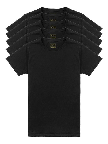 Imagem 1 de 4 de Kit 5 Camiseta Básica Lisa Slim 100% Algodão Premium