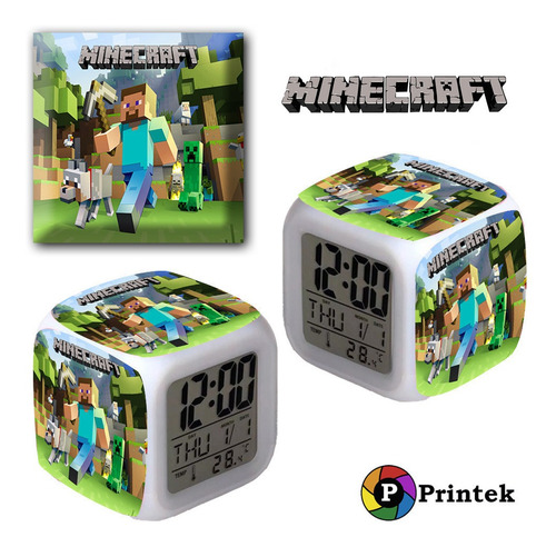 Reloj Despertador Iluminado Minecraft - Varios Diseños