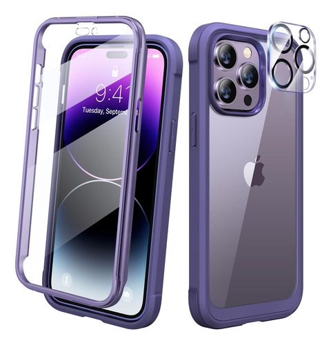 Funda Diaclara Para iPhone 14 Pro C/cubre Cam Pant Purple