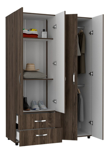 Closet Ankora Basic 180 X 120 X 47 Rta Coñac Blanco Color Marrón oscuro