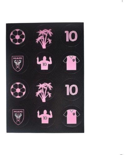 Sticker Messi Inter Miami Plancha Traquelada X 12u Cotillon