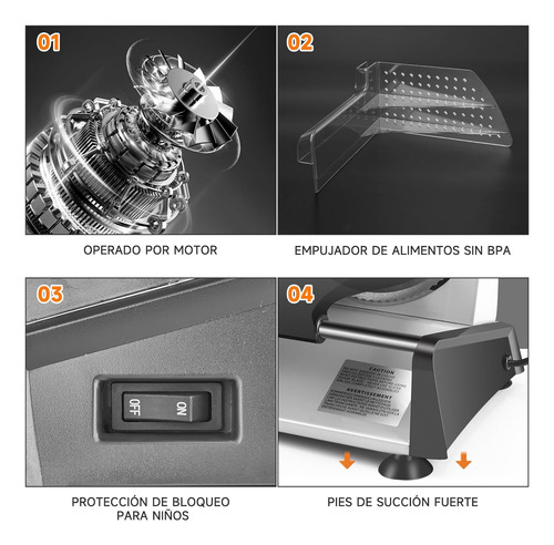 Rebanadora Cortador 7.5in Eléctrica De Carne Jamon 1 A 15mm