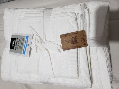 Imagen 2 de 6 de Set De 6 Toallas Blanco Tres Tamalos / Envio Gratis