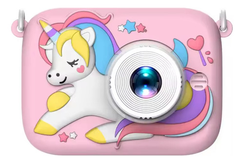 Cámara digital infantil para selfies, música y vídeo, unicornio rosa
