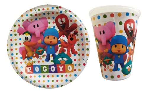 Paquete Fiesta Cumpleaños Vaso Plato Pocoyo 40 Niños 