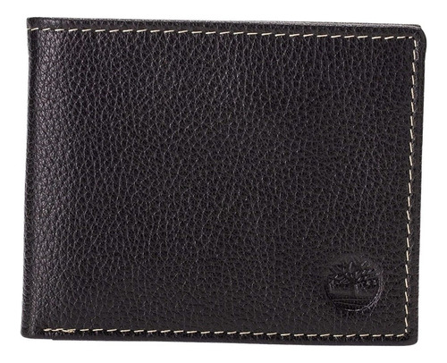 Cartera De Piel Timberland Sportz Passcase Bifold Negra Color Negro Diseño De La Tela Liso