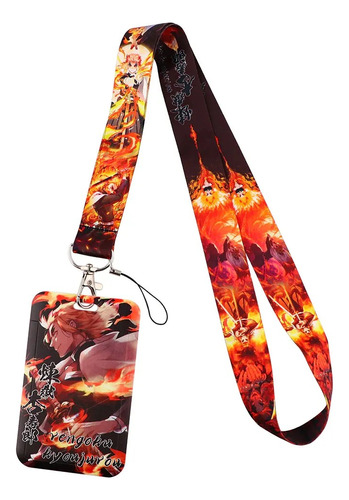 Porta Carnet Con Lanyard Anime Kimetsu No Yaiba (kyojuro)