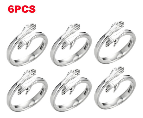 Anillos De Abrazo De Plata De Ley 925 Para Mujer Con Forma D