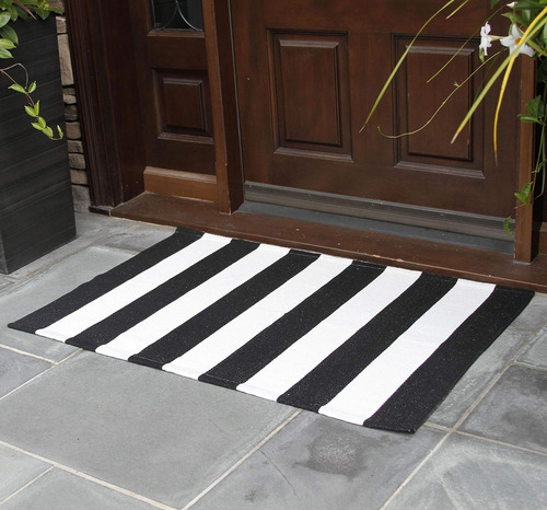 Alfombra Rayas Blanco Y Negro, 27,5 X 43 Pulgadas, Alfo...