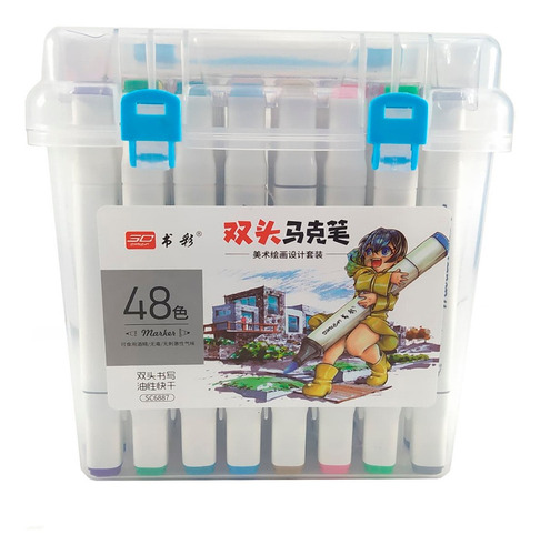 48 Marcadores Doble Punta Plumones Colores Subrayar Dibujo