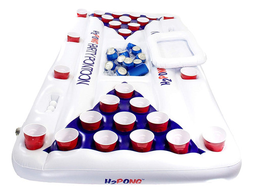 Mesa Inflable H2pong Para Jugar Al Beer-pong Con Hielera Inc