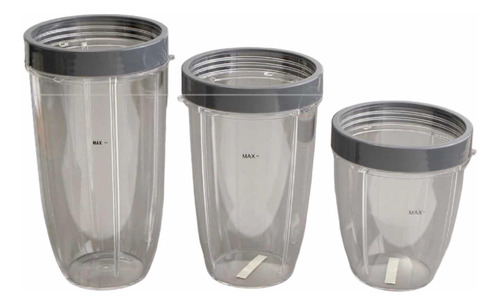 Tres Vasos Diferentes Con Aro Protector Para Nutribullet Kit
