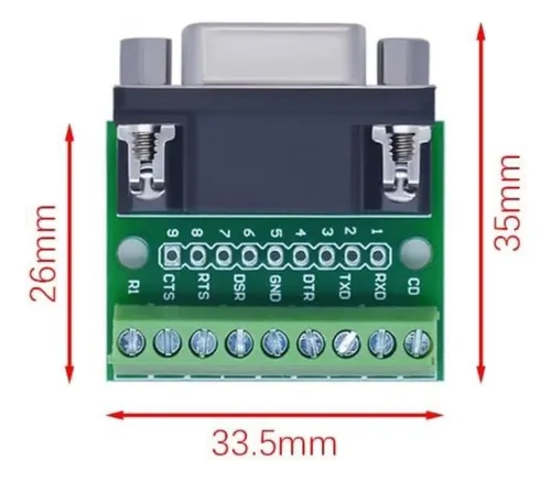 Conector Db9 Hembra Adaptador Bornera Pcb Serie Rs232 Rs485