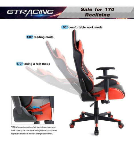 Imagen 6 de 7 de Silla Gamer Pro Series Gt099-red