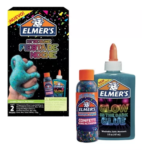 Kit Slime Elmers Fiesta De Noche Brilla En Oscuridad 2piezas