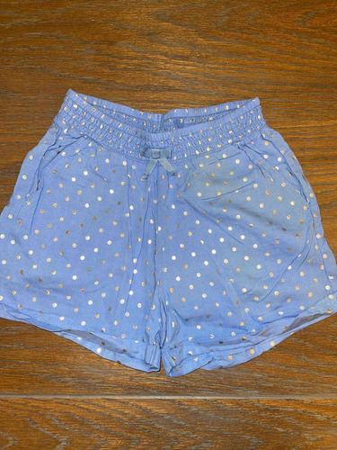 Short De Nena Tela Celeste Lunares Plata Talle 8/9 Años H&m