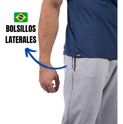 Pantalón Deportivo Hombre Jogging Felpa Sin Puño + Bolsillos
