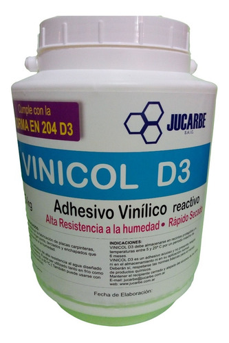 Adhesivo Vinilico D3 Secado Rapido X 5 Kg