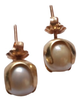 Aros De Oro 18 Klts Perlas Grandes 6cuotas 0interes E Gratis