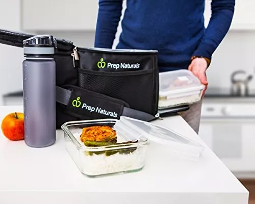 PrepNaturals Paquete de 5 recipientes de vidrio para almacenamiento de  alimentos con tapas, recipientes de vidrio a prueba de fugas para  preparación