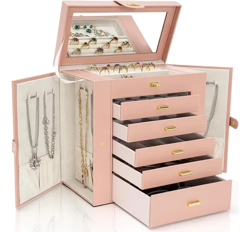 Caja De Joyería Extragrande De 6 Niveles Almacenamient...