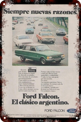 Carteles Antiguos Chapa Gruesa 60x40cm Ford Falcon Au-070