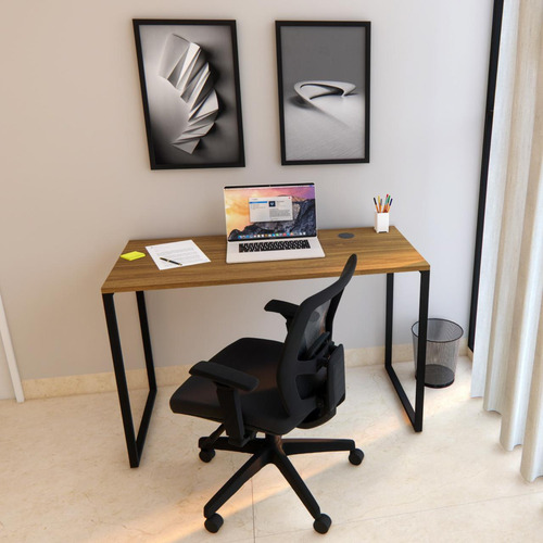 Mesa Escrivaninha Estilo Industrial Com Carregador Sem Fio