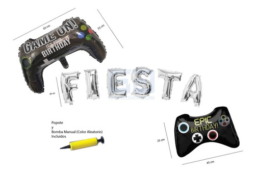 Pack Globo Metálico Fiesta Gamer Epica 3pack